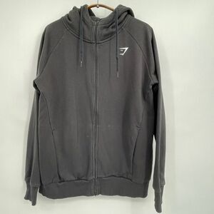 Gymshark Gray Long Sleeve Drawstring Full Zip Hooded Size Medium